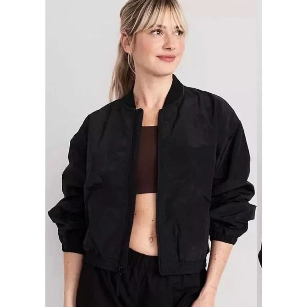 Old Navy Women's SzXXL Quick Dry Full-Zip Cropped Athletic Jacket Drop Shoulder